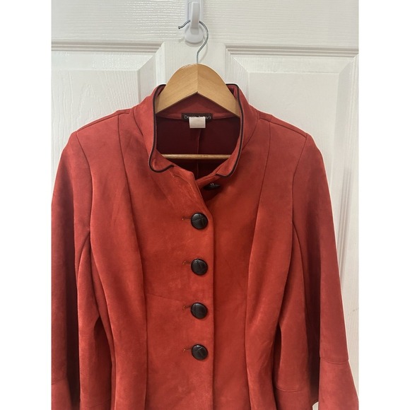 VTG Design Today's Rust Colored Jacket Blazer Womens M Techno Suede Big Button - Picture 3 of 6